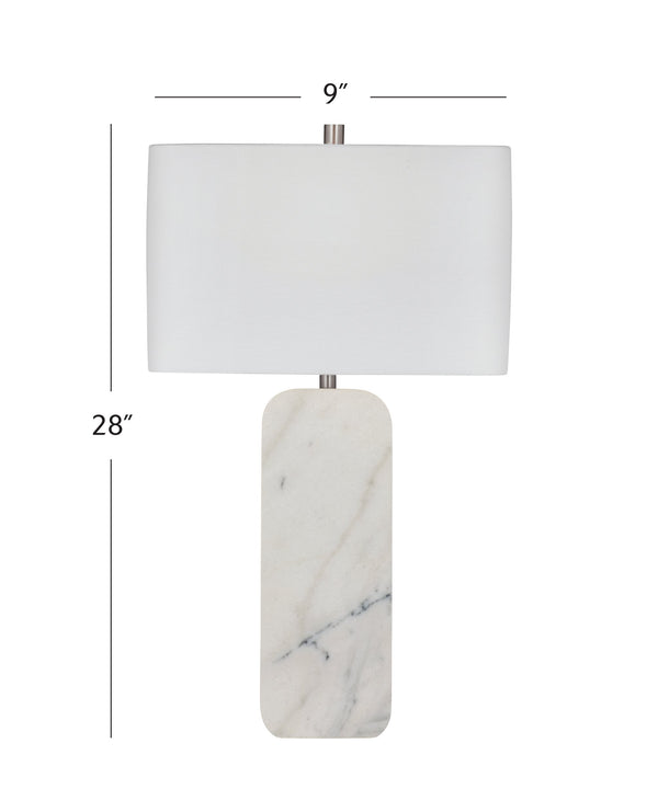 Basset Mirror Systin Table Lamp - Contemporary Elegance With White Marble Base & Rectangular Shade For Modern Style White Marble L4551t