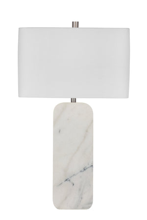 Basset Mirror Systin Table Lamp - Contemporary Elegance With White Marble Base & Rectangular Shade For Modern Style White Marble L4551t