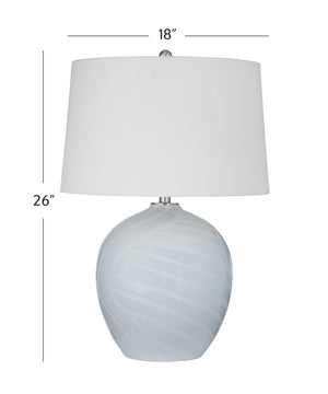 Basset Mirror Lyance Table Lamp - Elegant Ceramic Design With Swirling Blue Patterns For Serene Ambiance Decor Blue Ceramic L4552t