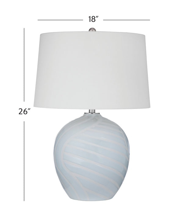 Basset Mirror Lyance Table Lamp - Elegant Ceramic Design With Swirling Blue Patterns For Serene Ambiance Decor Blue Ceramic L4552t
