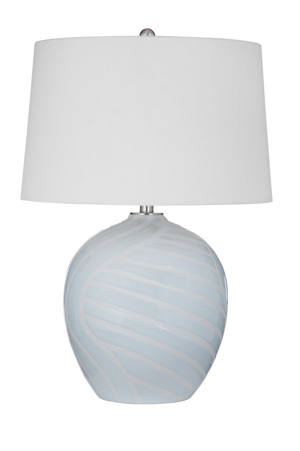 Basset Mirror Lyance Table Lamp - Elegant Ceramic Design With Swirling Blue Patterns For Serene Ambiance Decor Blue Ceramic L4552t