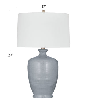 Basset Mirror Justice Table Lamp - Elegant Gray Ceramic Base With Textured White Shade For Timeless Ambiance Gray Ceramic L4554t