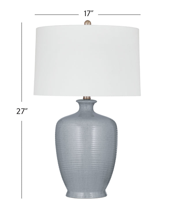Basset Mirror Justice Table Lamp - Elegant Gray Ceramic Base With Textured White Shade For Timeless Ambiance Gray Ceramic L4554t