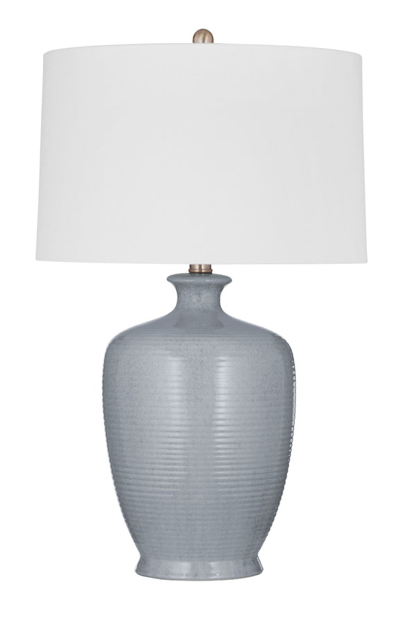 Basset Mirror Justice Table Lamp - Elegant Gray Ceramic Base With Textured White Shade For Timeless Ambiance Gray Ceramic L4554t