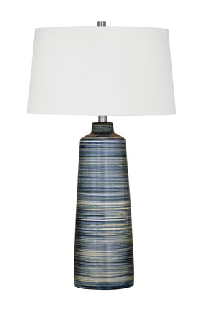 Basset Mirror Creedence Table Lamp - Vibrant Blue Ceramic Design With Ocean-inspired Texture & Crisp White Shade Blue Ceramic L4555t