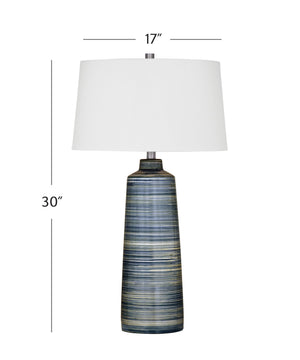 Basset Mirror Creedence Table Lamp - Vibrant Blue Ceramic Design With Ocean-inspired Texture & Crisp White Shade Blue Ceramic L4555t