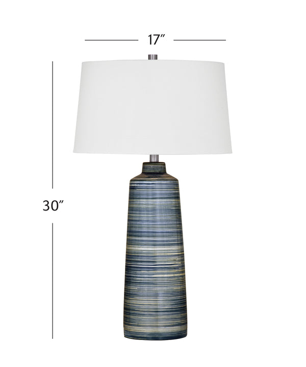 Basset Mirror Creedence Table Lamp - Vibrant Blue Ceramic Design With Ocean-inspired Texture & Crisp White Shade Blue Ceramic L4555t