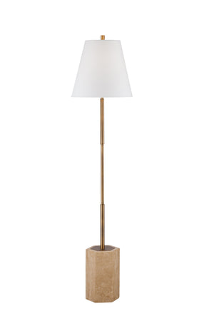 Basset Mirror Ronzell Floor Lamp - Stylish Bohemian Design With Travertine Base, Brass Accents & Tapered Shade Brass Metal,Travertine L4556f