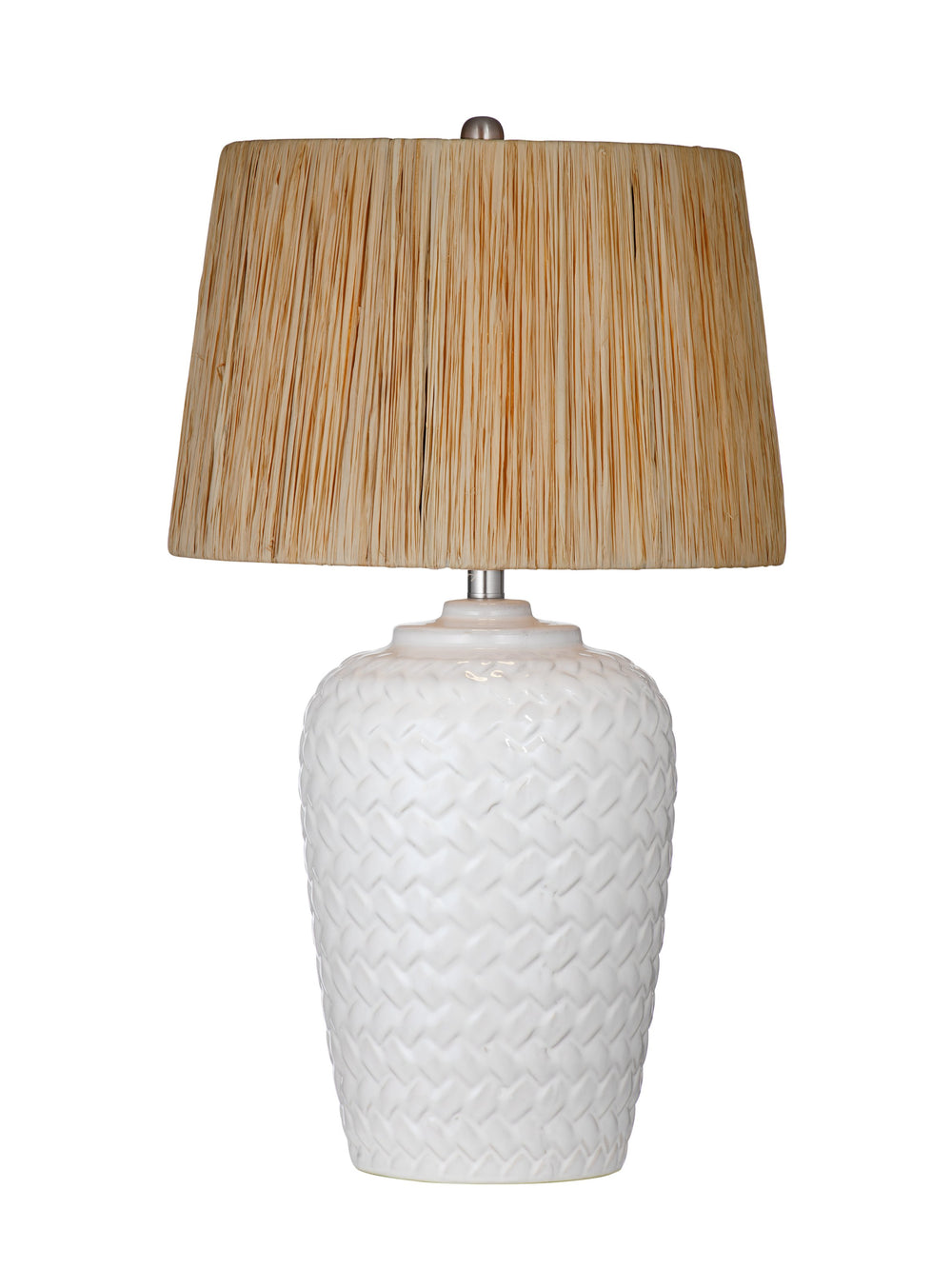 Basset Mirror Cendra Table Lamp: Rustic Ceramic Design With Raffia Shade - Perfect For Cozy, Natural Interiors White Ceramic,Raffia L4558t