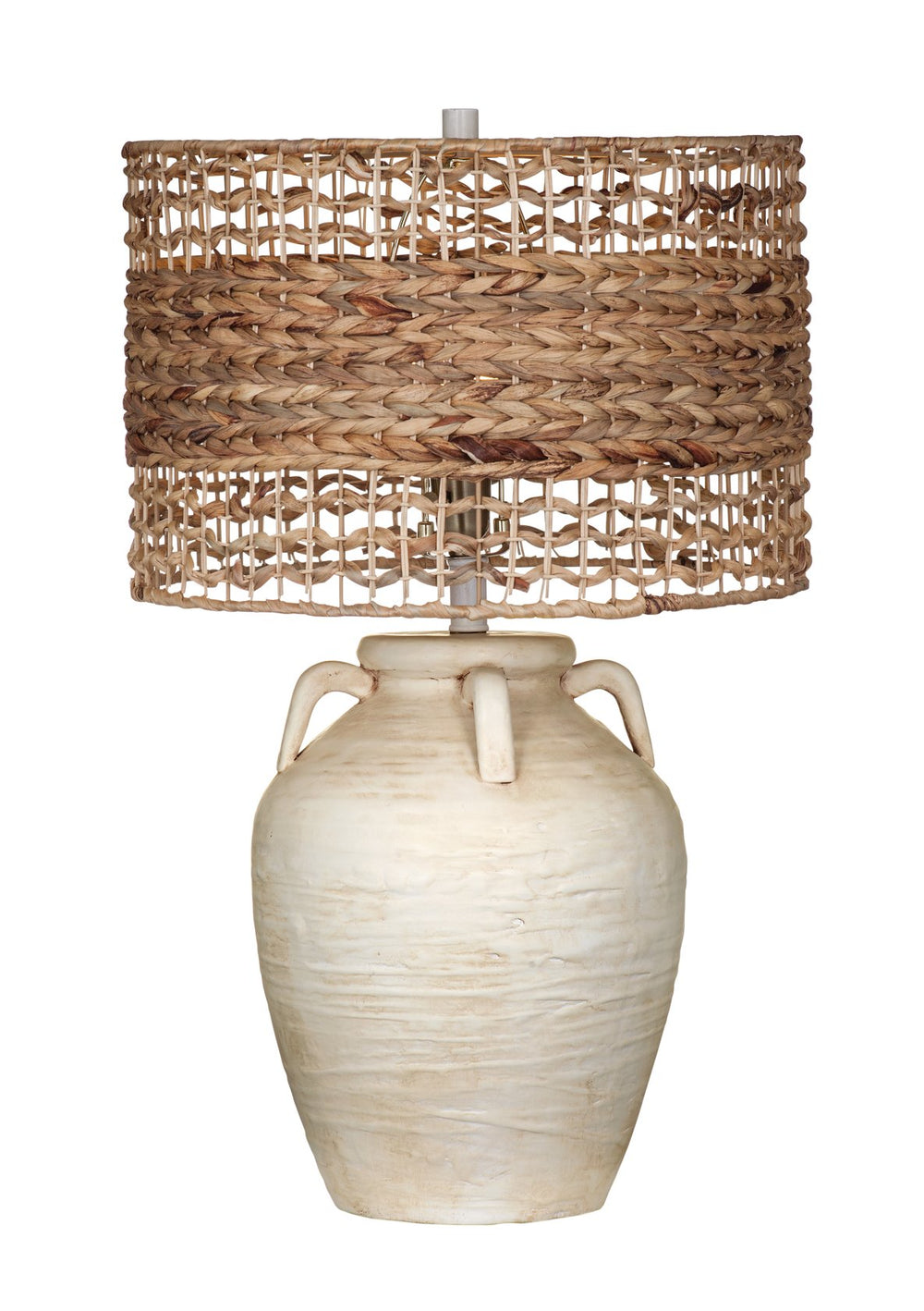 Basset Mirror Breeze Coastal Table Lamp - Handcrafted Ceramic Base With Raffia Shade For A Warm, Inviting Glow White Ceramic,Raffia L4561t