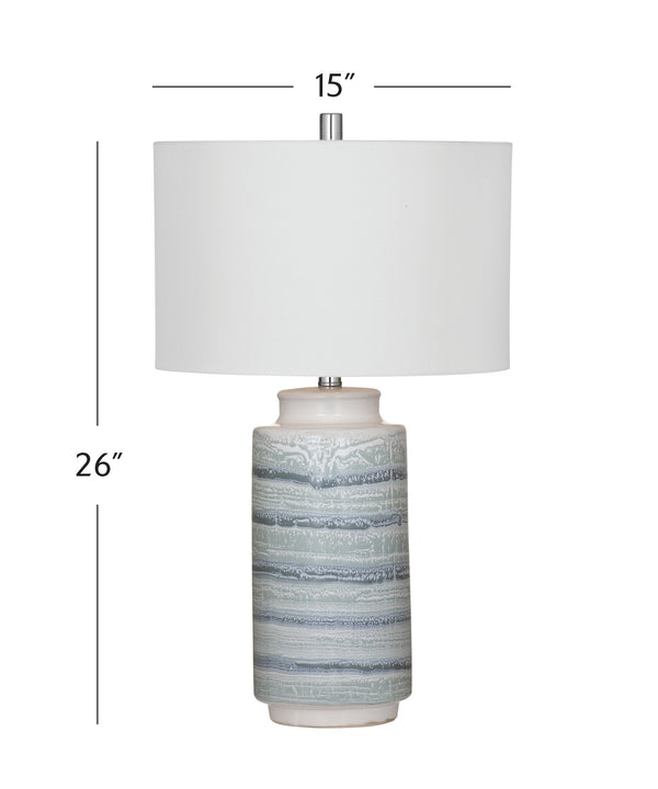 Basset Mirror Brizi Table Lamp - Coastal-inspired Charm With Cream & Blue Ceramic, Modern Design For Any Space Blue Ceramic L4562t