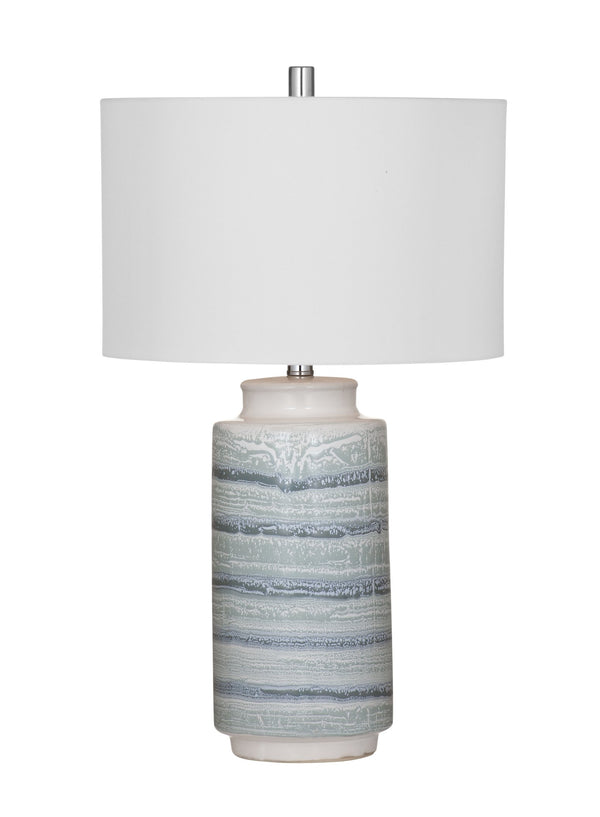Basset Mirror Brizi Table Lamp - Coastal-inspired Charm With Cream & Blue Ceramic, Modern Design For Any Space Blue Ceramic L4562t