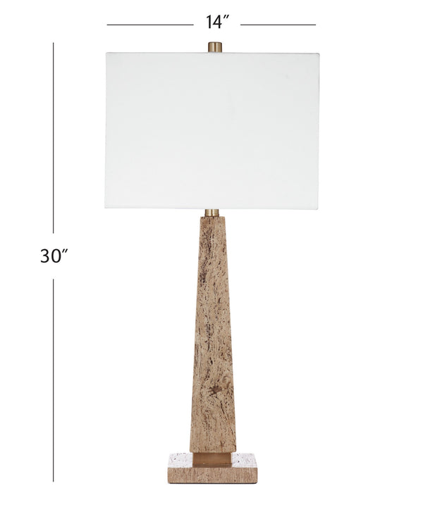 Basset Mirror Zari Table Lamp: Modern Boho Design With Elegant Brass Accents & Stylish Rectangular Shade For Home Decor Brown Yellow Cave Stone,Metal L4564t