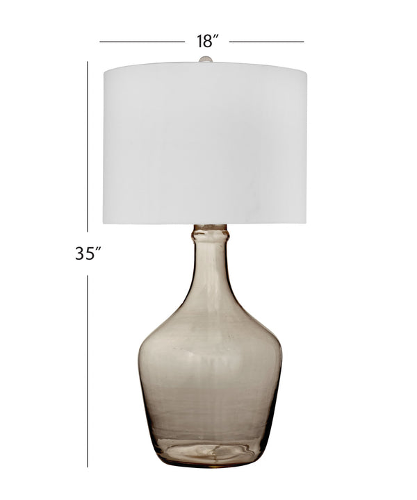 Basset Mirror Leeza Table Lamp - Modern Smoked Glass Base With Boho Charm, Elegant Drum Shade For Any Room Gray Art Glass L4565t