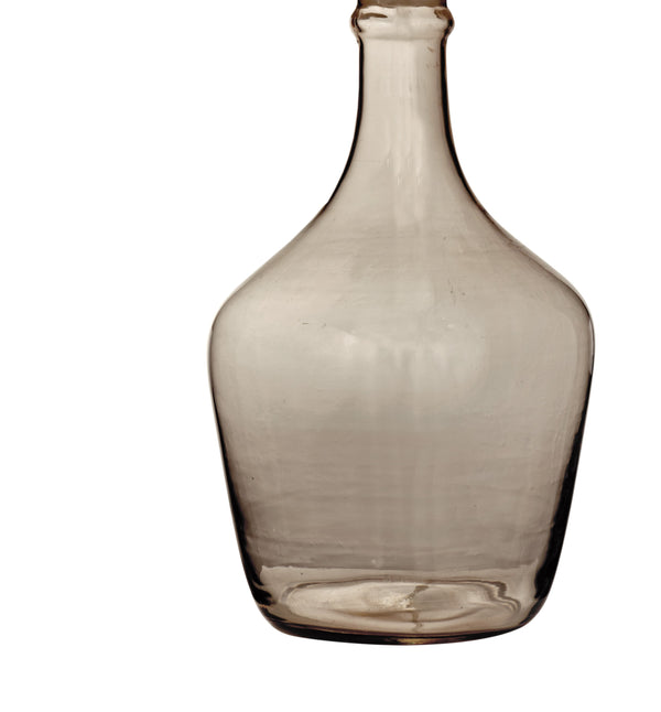 Basset Mirror Leeza Table Lamp - Modern Smoked Glass Base With Boho Charm, Elegant Drum Shade For Any Room Gray Art Glass L4565t