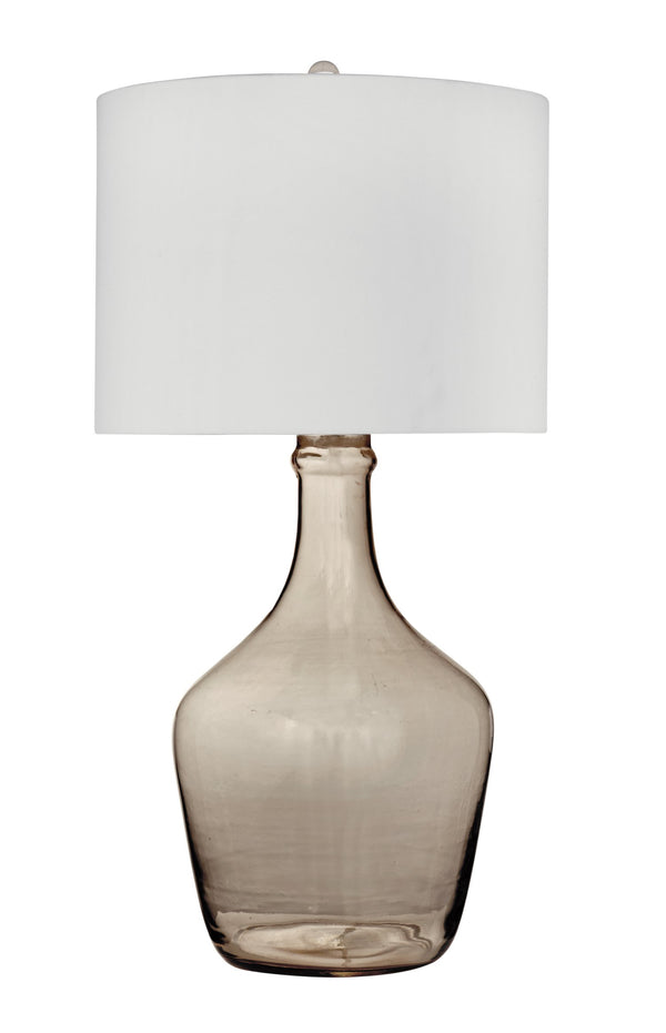 Basset Mirror Leeza Table Lamp - Modern Smoked Glass Base With Boho Charm, Elegant Drum Shade For Any Room Gray Art Glass L4565t