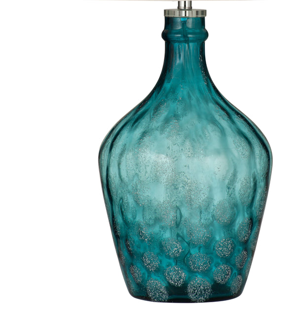 Basset Mirror Valarie Table Lamp - Boho Chic Art Glass Design With Textured Patterns & Warm Inviting Light Blue Art Glass L4567t
