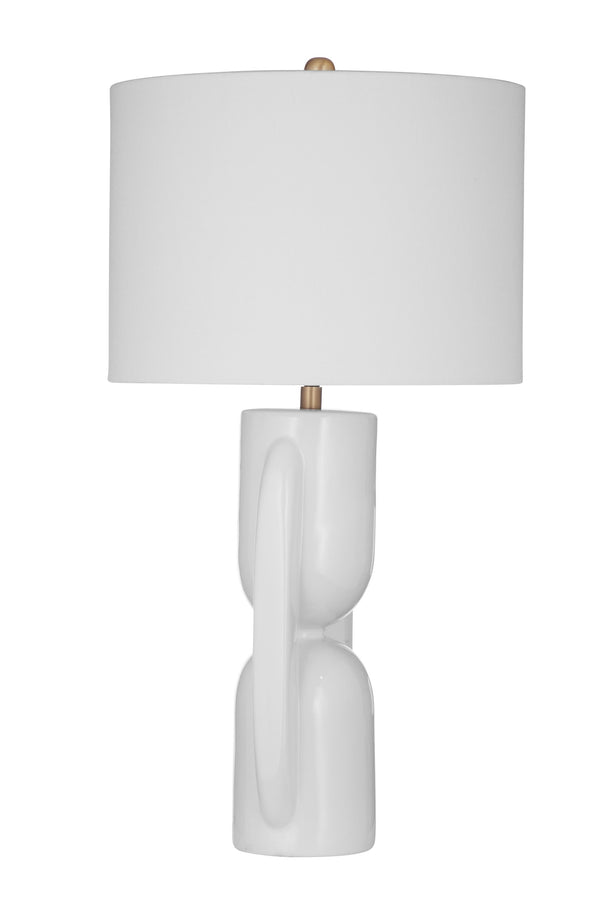 Basset Mirror Tolland Table Lamp - Modern Geometric Design In Glossy White Finish For Stylish Home Or Office Decor White Ceramic L4569t