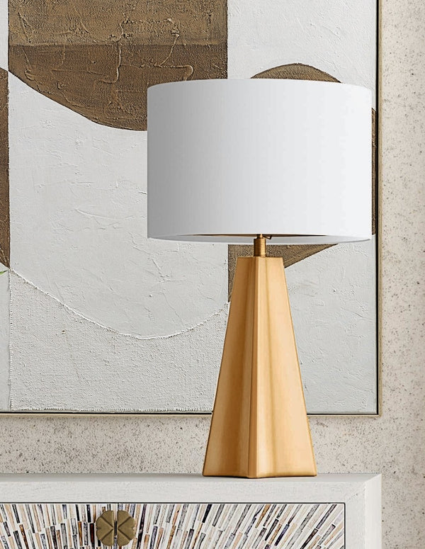 Basset Mirror Torrington Table Lamp - Elegant Gold Finish With Modern Design & Soft White Shade For Luxurious Glow Gold Polyresin L4570t