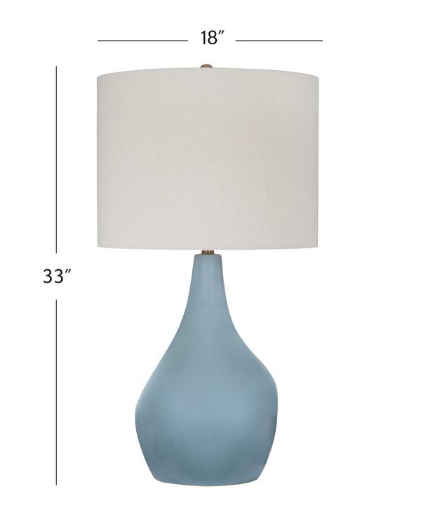 Basset Mirror Rawlins Table Lamp - Elegant Ceramic Design In Serene Blue With Soft Off-white Shade For Tranquil Ambiance Blue Ceramic L4571t
