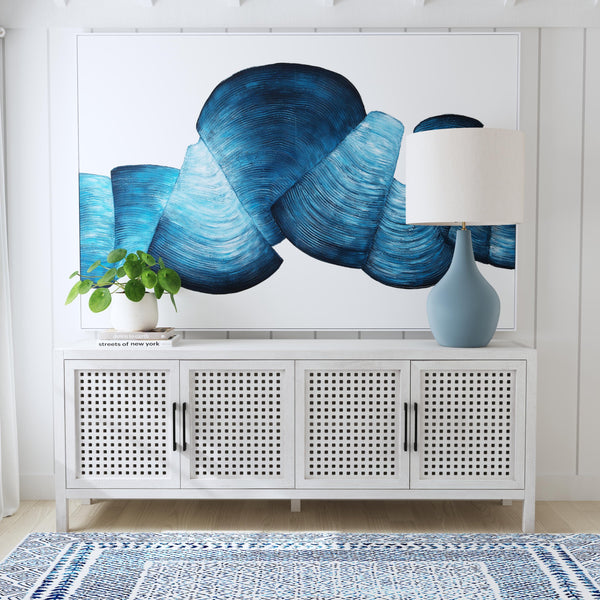 Basset Mirror Rawlins Table Lamp - Elegant Ceramic Design In Serene Blue With Soft Off-white Shade For Tranquil Ambiance Blue Ceramic L4571t