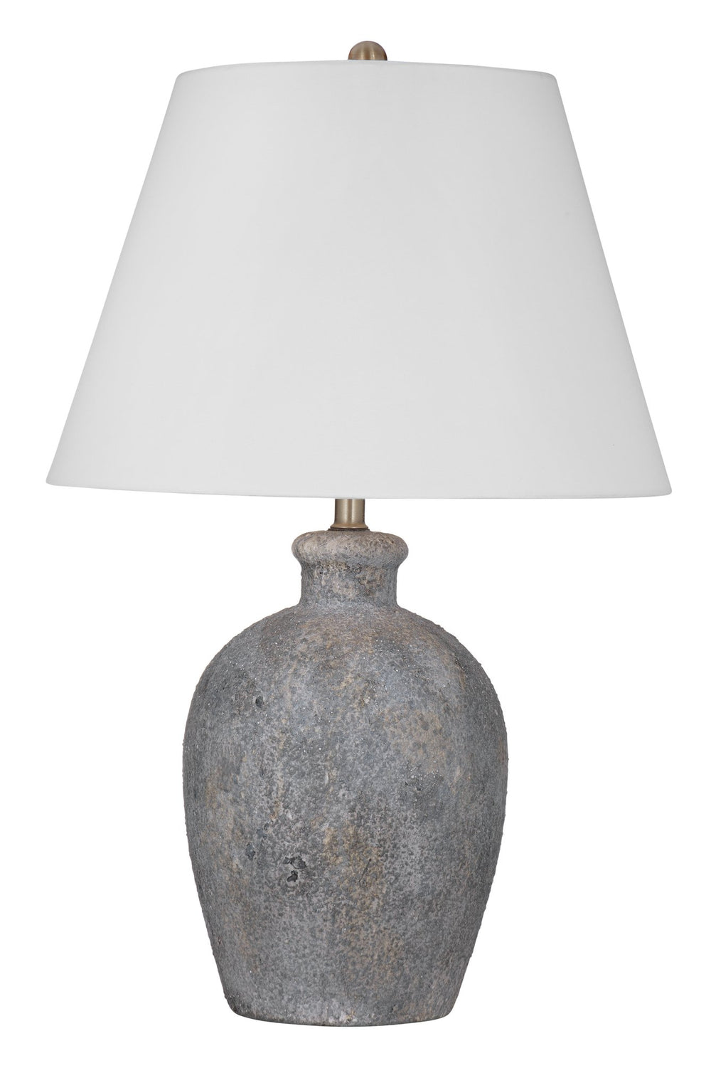 Basset Mirror Fremont Table Lamp - Rustic Gray Ceramic Urn Design With Textured Finish And Cozy White Shade Gray Ceramic L4577t