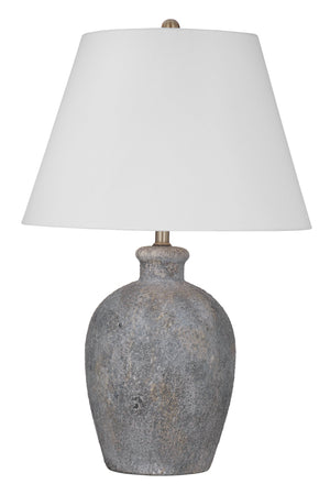 Basset Mirror Fremont Table Lamp - Rustic Gray Ceramic Urn Design With Textured Finish And Cozy White Shade Gray Ceramic L4577t