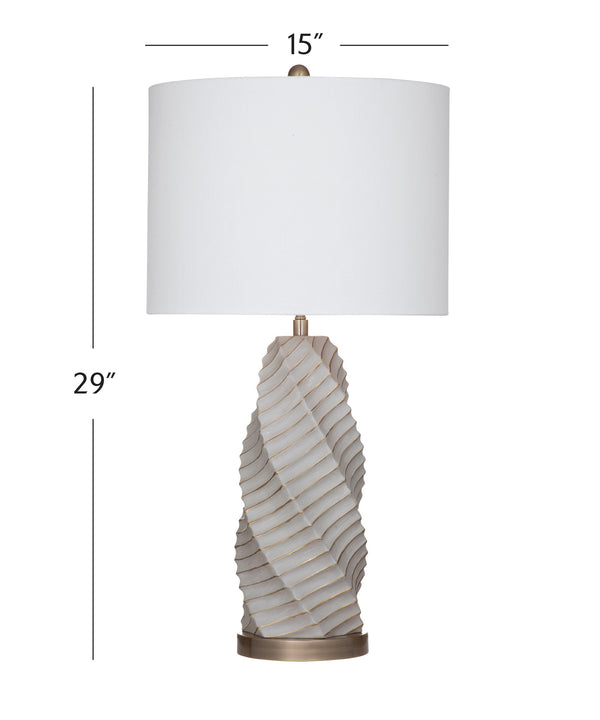Basset Mirror Vanessa Table Lamp - Elegant Spiral Design With Textured Surface And Brass-finished Base For Luxury Illumination Gray Polyresin L4583t