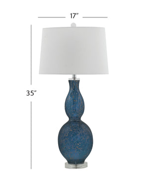Basset Mirror Presley Table Lamp - Modern Art Glass Base With Tapered Drum Shade, Perfect For Coastal Decor Blue Art Glass L4589t