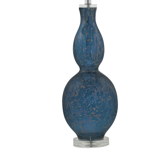 Basset Mirror Presley Table Lamp - Modern Art Glass Base With Tapered Drum Shade, Perfect For Coastal Decor Blue Art Glass L4589t
