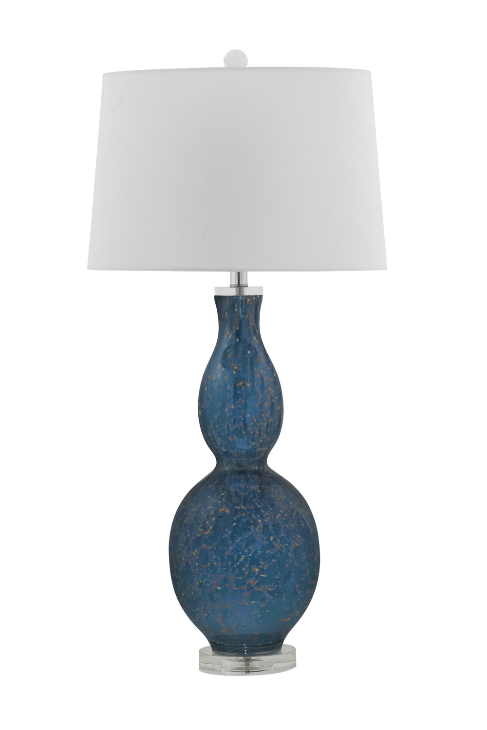 Basset Mirror Presley Table Lamp - Modern Art Glass Base With Tapered Drum Shade, Perfect For Coastal Decor Blue Art Glass L4589t