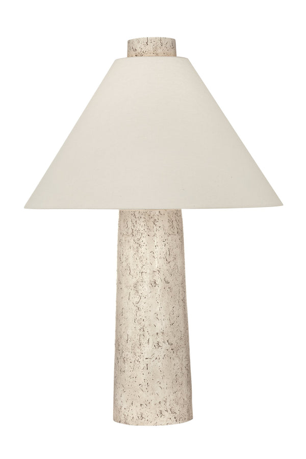 Basset Mirror Berks Table Lamp - Textured Cream Resin Body With Stylish Cone Shade For Modern Rustic Interiors Cream Polyresin L4593t
