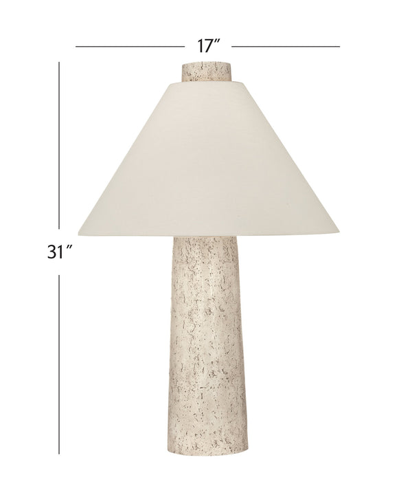 Basset Mirror Berks Table Lamp - Textured Cream Resin Body With Stylish Cone Shade For Modern Rustic Interiors Cream Polyresin L4593t