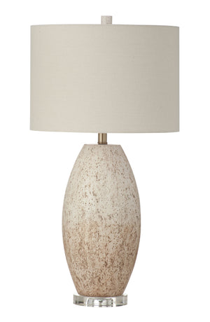 Basset Mirror Dauphin Table Lamp - Modern Boho Design With Concrete Speckle Finish & Linen Shade For Cozy Ambiance White Concrete,Crystal L4595t
