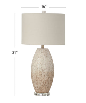 Basset Mirror Dauphin Table Lamp - Modern Boho Design With Concrete Speckle Finish & Linen Shade For Cozy Ambiance White Concrete,Crystal L4595t