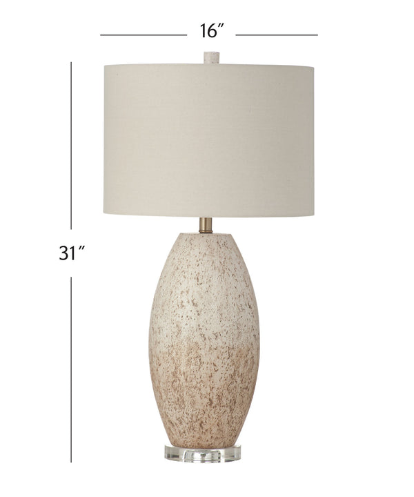 Basset Mirror Dauphin Table Lamp - Modern Boho Design With Concrete Speckle Finish & Linen Shade For Cozy Ambiance White Concrete,Crystal L4595t