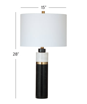 Basset Mirror Gregory Table Lamp - Elegant Two-tone Marble Base With Gold Accents & Soft White Drum Shade Black Marble,Metal L4601t