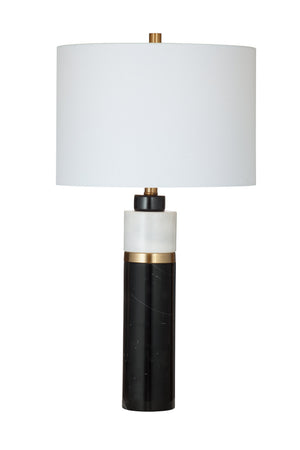 Basset Mirror Gregory Table Lamp - Elegant Two-tone Marble Base With Gold Accents & Soft White Drum Shade Black Marble,Metal L4601t