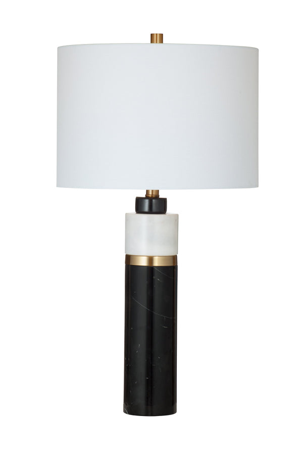 Basset Mirror Gregory Table Lamp - Elegant Two-tone Marble Base With Gold Accents & Soft White Drum Shade Black Marble,Metal L4601t