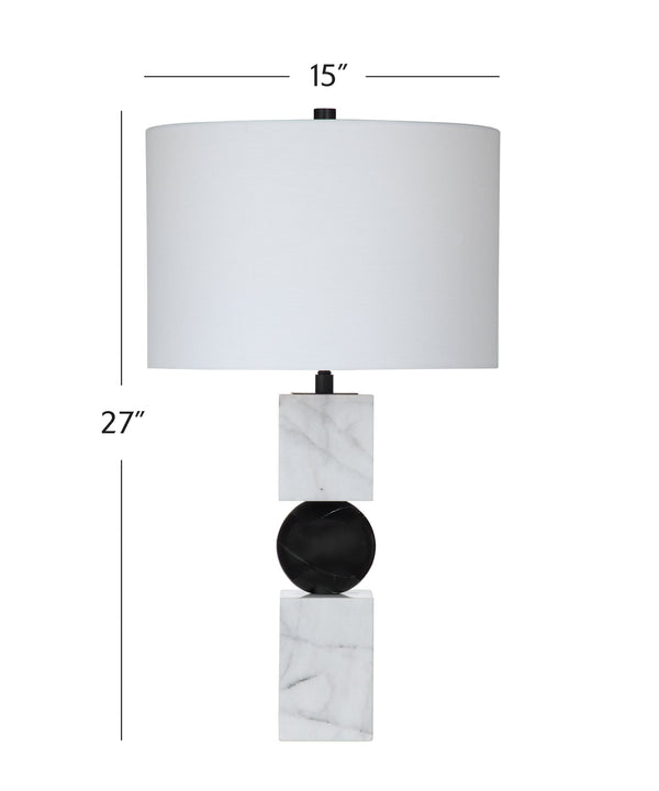 Basset Mirror Ellendale Table Lamp - Modern Elegance With White Marble Base & Black Accent For Sophisticated Decor White Marble L4604t