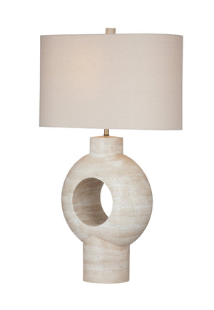 Basset Mirror Kent Table Lamp – Modern Stone Base With Beige Linen Shade For A Warm, Inviting Glow In Any Space Cream Resin L4606t