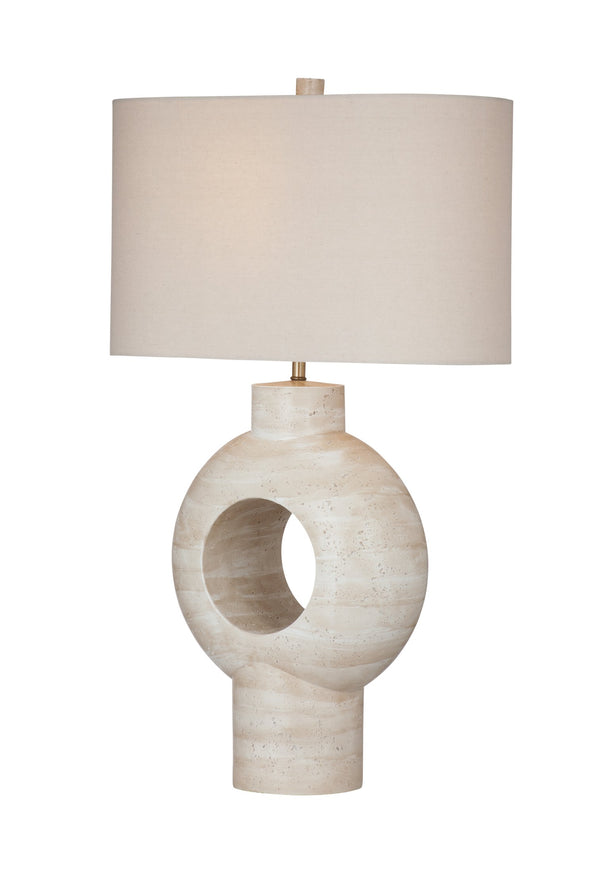 Basset Mirror Kent Table Lamp – Modern Stone Base With Beige Linen Shade For A Warm, Inviting Glow In Any Space Cream Resin L4606t