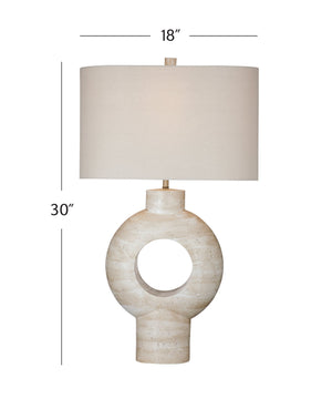 Basset Mirror Kent Table Lamp – Modern Stone Base With Beige Linen Shade For A Warm, Inviting Glow In Any Space Cream Resin L4606t