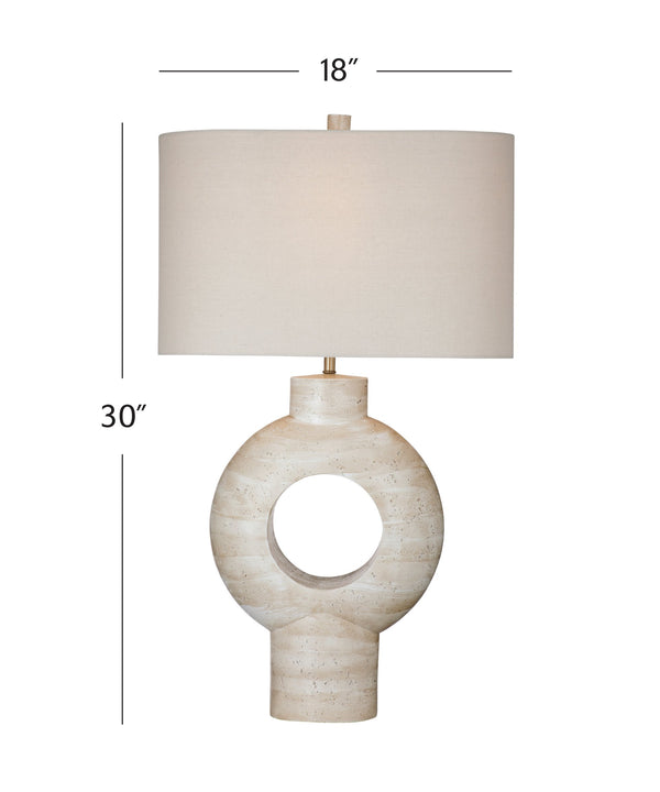 Basset Mirror Kent Table Lamp – Modern Stone Base With Beige Linen Shade For A Warm, Inviting Glow In Any Space Cream Resin L4606t