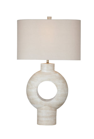 Basset Mirror Kent Table Lamp – Modern Stone Base With Beige Linen Shade For A Warm, Inviting Glow In Any Space Cream Resin L4606t