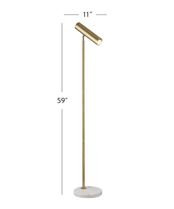 Basset Mirror Thames Floor Lamp - Modern Gold Design With Marble Base For Stylish Reading & Task Lighting Gold Metal,Marble L4610f