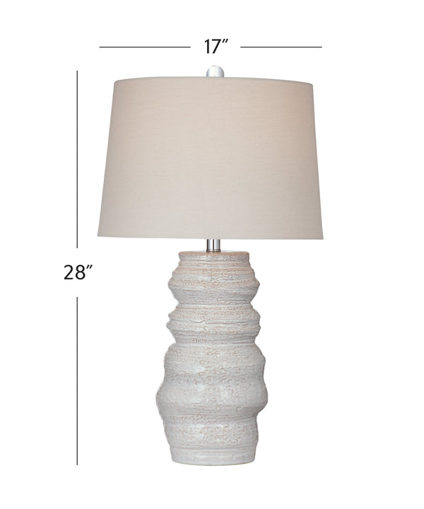 Basset Mirror Lilloe Table Lamp - Elegant Ceramic Base With Beige Linen Shade For Modern Home Décor & Warm Light Cream Ceramic L4615t
