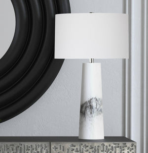 Basset Mirror Medway Table Lamp - Bold Black And White Glass Base, Elegant Design For Modern Home Decor Style White Glass L4618t