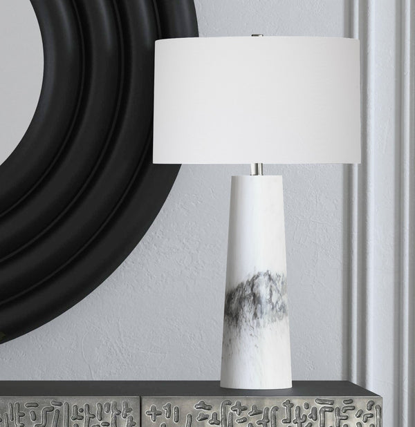 Basset Mirror Medway Table Lamp - Bold Black And White Glass Base, Elegant Design For Modern Home Decor Style White Glass L4618t