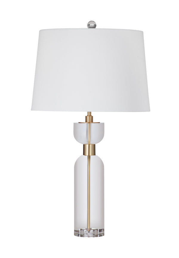 Basset Mirror Bollin Table Lamp - Modern Crystal And Brass Design With Tapered Drum Shade For Elegant Home Decor Clear Crystal L4620t